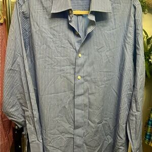 Michael Kors Men's Blue Striped Button-Down Shirt